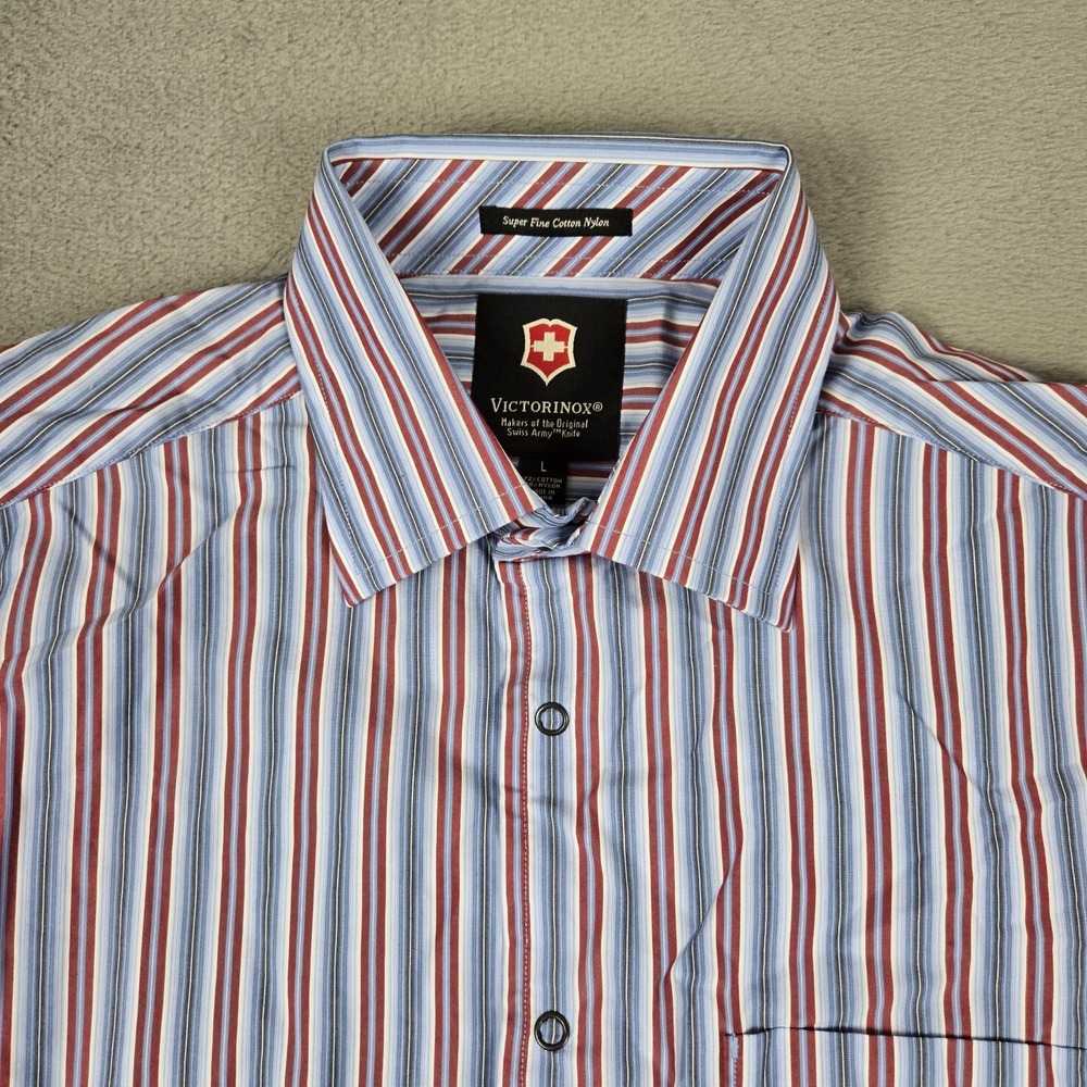Victorinox Swiss‎ Army Dress Shirt Mens Large Snap Up Pocket Super Fine Cotton